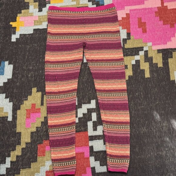 Mossimo Supply Co. Fair Isle Style Sweater Leggings, Pink/Orange Geometric, XL - Picture 2 of 10